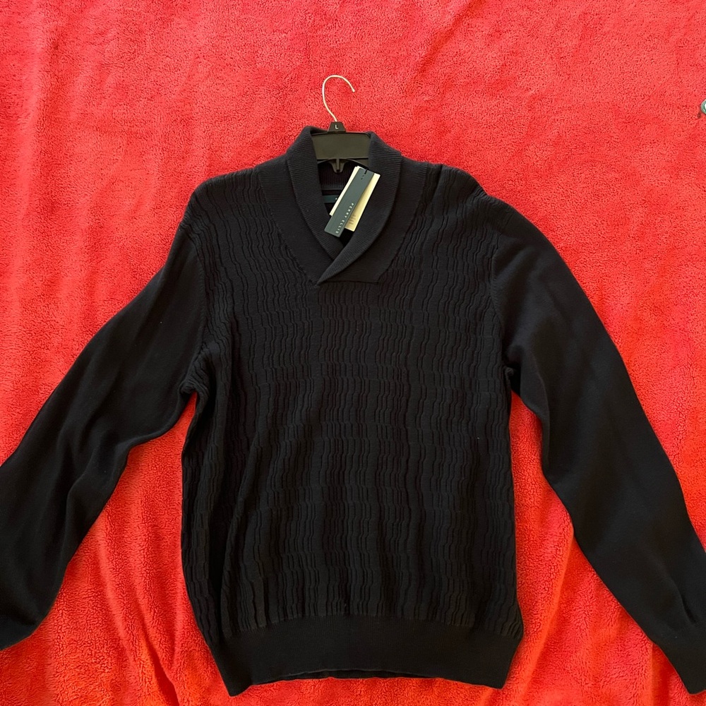 Perry Ellis Men's Black V-Neck Sweater